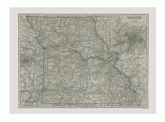 Mapa de Missouri, EE.UU., c1900s