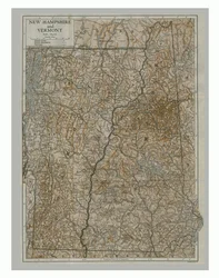 Mapa de New Hampshire y Vermont, EE.UU., c1900s