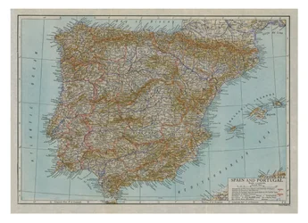 Mapa de España y Portugal, c1910