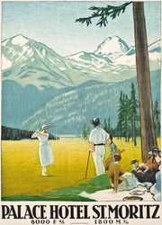 Póster publicitario del Palace Hotel en St. Moritz