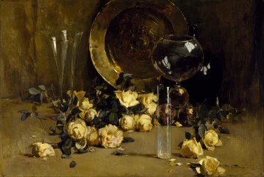 Bodegón con rosas amarillas