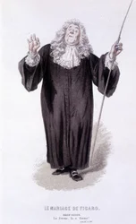 Obra completa de Beaumarchais (1732-1799) por Edouard Fournier. dibujo de Emile Bayard. Ed. Laplace, Sanchez et Cie, París 1876. Este es Brid