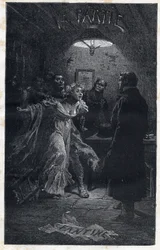 Monsieur Madeleine acude al rescate de Fantine en el momento de su arresto por Javert - Ilustración de Emile Bayard para “Los miserables - Primera parte: Fantine” de Victor Hugo 1862