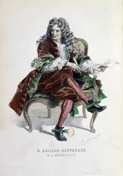 Retrato de Nicolas Boileau Despreaux (Boileau-Despreaux) (1636-1711) en "Obras de Nicolas Boileau" París 1873