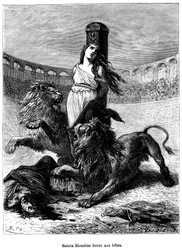 Santa Blandina, cristiana de origen levantino o probablemente micrasiano de la primera comunidad cristiana de Lugdunum. Fue martirizada durante el mes de julio de 177 bajo Marco Aurelio. Fiesta litúrgica el 2 de junio