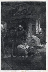 El obispo Myriel con una familia de luto - Ilustración de Emile Bayard para “Los miserables - Primera parte: Fantine” de Victor Hugo 1862