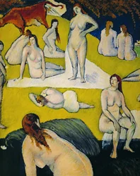 Baigneuses a la vache rouge (óleo sobre lienzo)