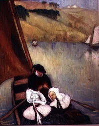 Mujeres bretonas en un ferry, c.1900