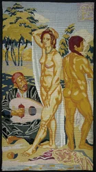mesa Geborduurd; dos bañistas