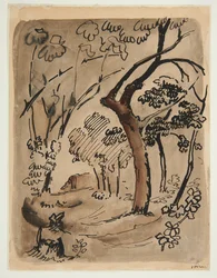 Paisaje con árboles, c. 1890-95 (pluma y tinta sobre papel)