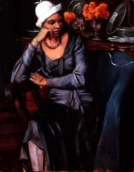 Mujer negra con sombrero cloche
