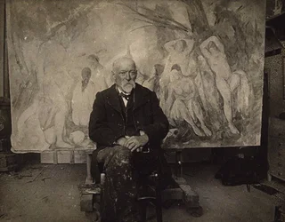 Paul Cézanne en su estudio en Les Lauves, 1904