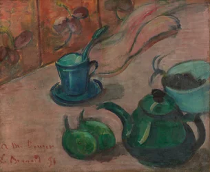 Naturaleza muerta con tetera, taza y fruta, 1890