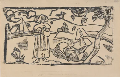 Dos mujeres bretonas, c.1891 (xilografía)