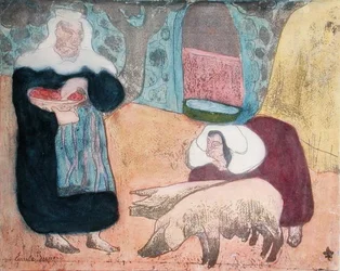 Mujeres con cerdos
