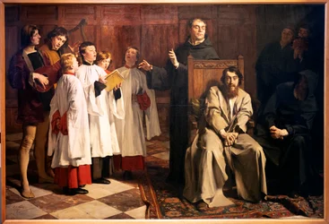 Emile Wauters. Hugo van der Goes en el Claustro Rojo. 1872. Óleo sobre lienzo. (óleo sobre lienzo)