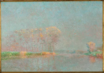 Niebla en el río Lys (pintura sobre lienzo)