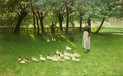 La muchacha de los patos, primeros años de la década de 1880