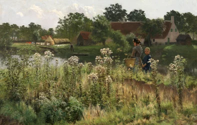El río Lys en Astene, hacia 1885