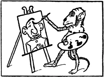 mono pintor pintando un cuadro