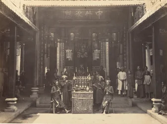 Ceremonia religiosa en la Pagoda China de Cholen, Saigón, Cochinchina, 1866