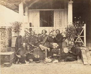 Músicos anamitas, Saigón, Cochinchina, 1866
