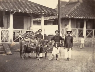 Rico anamita montando a caballo, Cochinchina, 1866