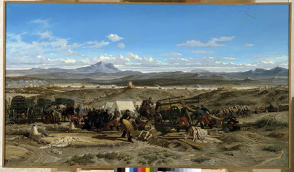 Acampada a mediodía. Pintura de Emile Loubon (1809-1863). Óleo sobre lienzo. Museo Granet, Aix en Provence