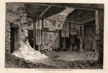 Vista interna de un templo tibetano