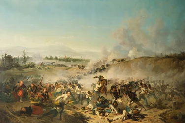 La batalla de Palestro librada en 1859 (óleo sobre lienzo)