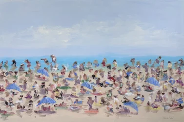 Playa abarrotada en verano
