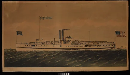 New York And New Haven Steamers Continental (litografía, coloreada)