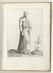 Een vrouw uit Spanje, gekleed volgens de mode van ca. 1550 La actitud de los comerciantes contemporáneos (título de la serie)