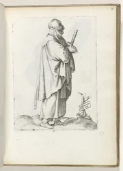 Campesino español mul (título sobre objeto) Vrouw naar rechts, gekleed in Spaanse kleding ca. 1550 La actitud de los comerciantes contemporáneos (título de la serie)