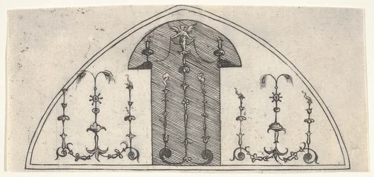 Panel en forma de lanceta de decoración grotesca