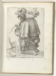 Esposa de soldado alemán (título sobre objeto) Duitse soldatenvrouw, gekleed volgens de mode van ca. 1550 La actitud de los traders contemporáneos