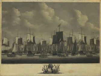 La flota saliendo del puerto de Vlissingen, 1804