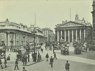 Banco de Inglaterra y Royal Exchange, Threadneedle Street, Ciudad de Londres, 1890