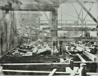 Blackfriars Bridge: trabajos de construcción en progreso, 1869
