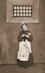 Emmeline Pankhurst en una celda de la prisión de Holloway