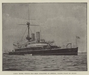 HMS Howe, encallado en Ferrol, costa norte de España
