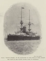 HMS Prince George, comandado por el Duque de York durante la visita de la flota de Estados Unidos a Spithead