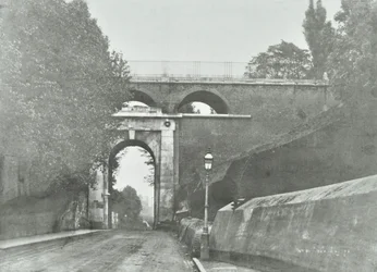 Highgate Archway, Archway Road Bridge: vista general del puente antiguo, 1896