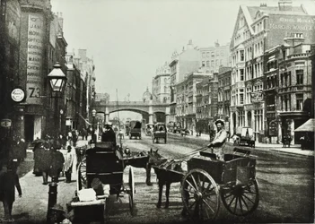 Holborn Viaduct, Farringdon Street, mirando al norte, Ciudad de Londres, 1890