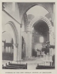 Interior de la nueva iglesia alemana en Jerusalén