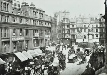 King William Street, mirando al norte, Ciudad de Londres, 1895