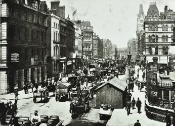 New Bridge Street, mirando hacia Ludgate Circus, Ciudad de Londres, 1890