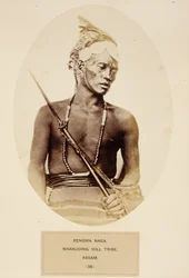 Rengma Naga, Tribu de Colina Saqueadora, Assam, de The People of India, por J. Forbes Watson, publicado en 1868