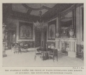 El apartamento donde el príncipe de Gales entretuvo a Lord Roberts en el almuerzo, el comedor, Palacio de Buckingham