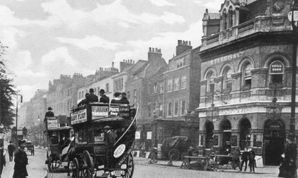 La taberna Cock, Highbury, hacia 1900